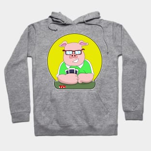 Pig at Poker with Cards Hoodie